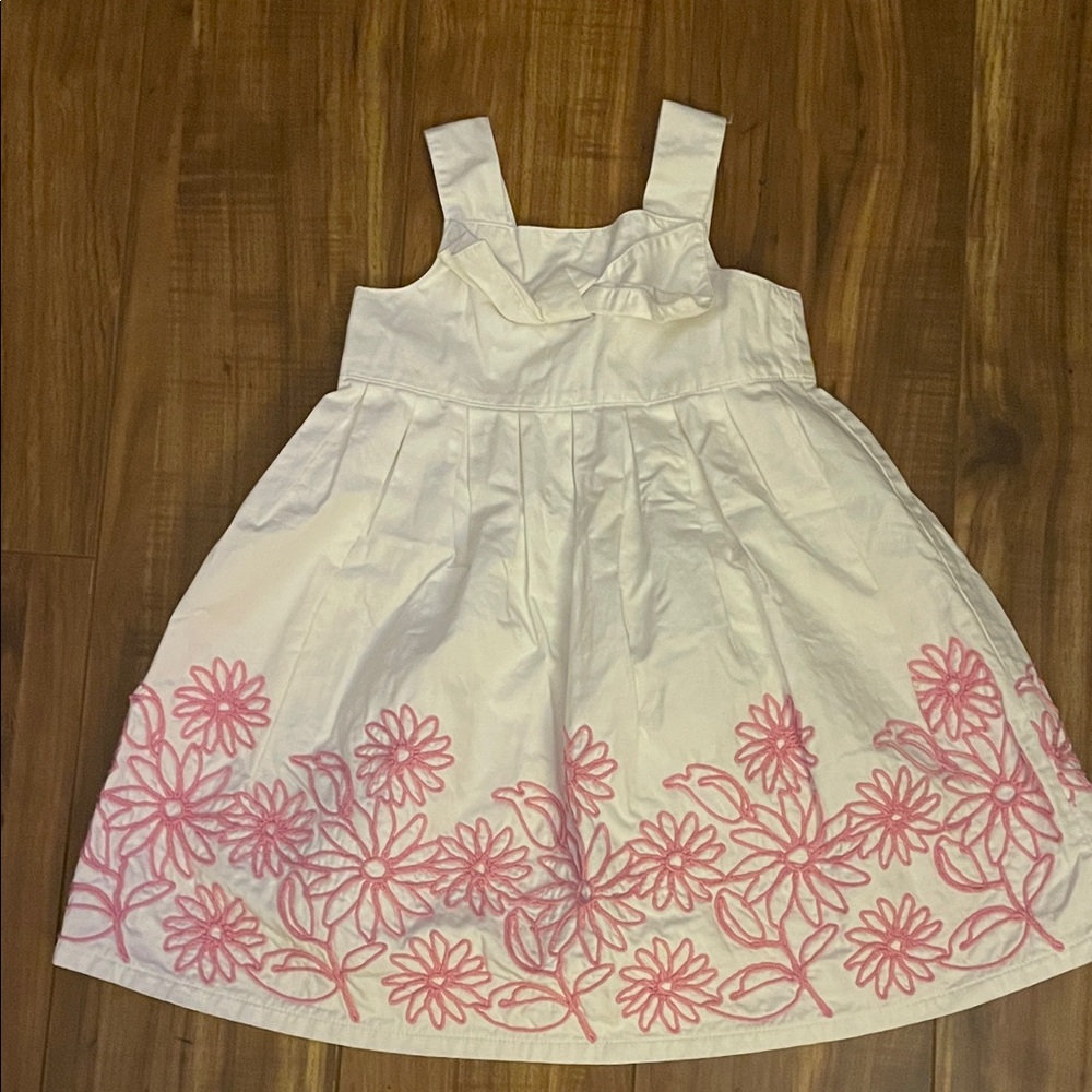Koala Kids White Dress with Pink Floral Design and big bow